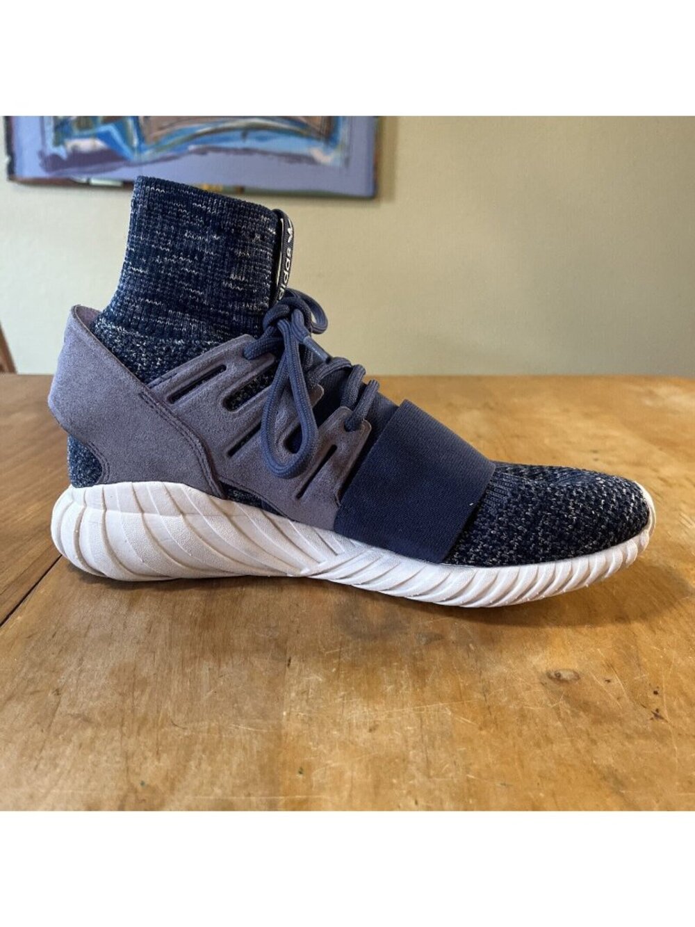 ADIDAS TUBULAR DOOM PK Primeknit Trainers MEN SZ 8.5 Purple /Blue/White BB2393